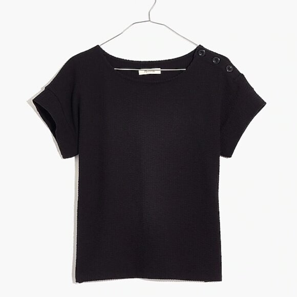 Madewell Seersucker Button-Shoulder Top - Size M - Picture 1 of 5